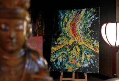 『お山の聲』開催にあたり、井上信平が制作した新作の岩木山画